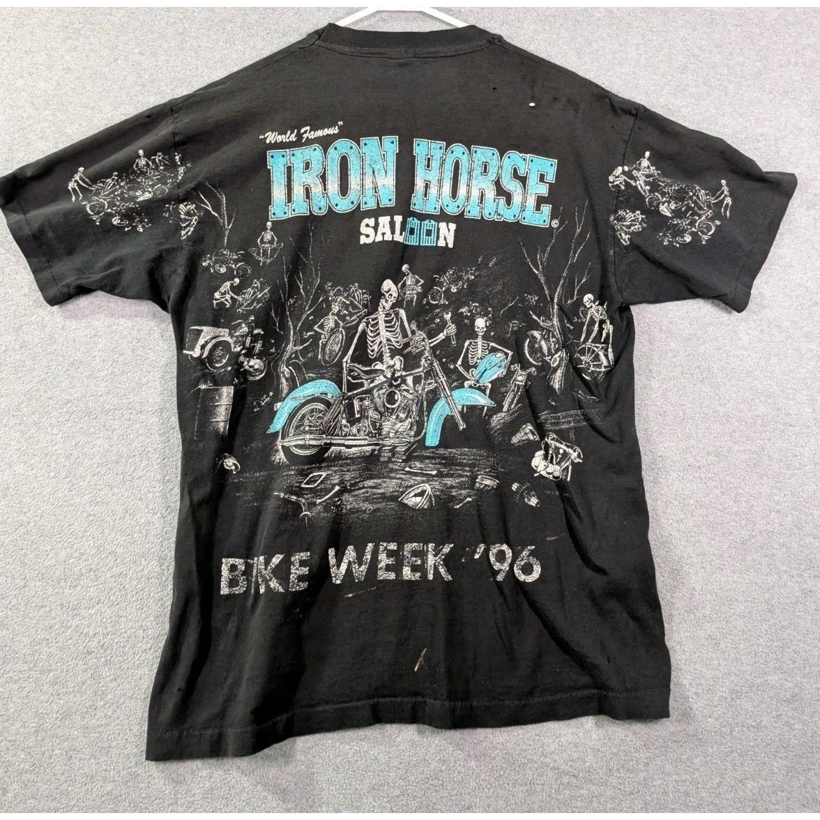 Vtg 90s Iron Horse Saloon Bike Week Tee Usa Made Single Stitch Xl Skeletons Goth